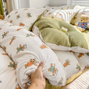GobekUsa Cotton Flower Printed Comforter Set: Breathable Double-Layer Yarn, Soft Bedding for Girls