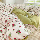 GobekUsa Cotton Flower Printed Comforter Set: Breathable Double-Layer Yarn, Soft Bedding for Girls