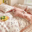 GobekUsa Cotton Flower Printed Comforter Set: Breathable Double-Layer Yarn, Soft Bedding for Girls