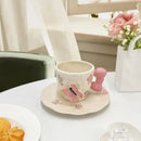 Floral pink & purple butterfly ceramic cup and saucer set dining room by Decorbites