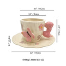 Floral pink & purple butterfly ceramic cup and saucer set dining room by Decorbites