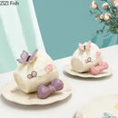 Floral pink & purple butterfly ceramic cup and saucer set dining room by Decorbites