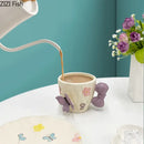 Floral pink & purple butterfly ceramic cup and saucer set dining room by Decorbites