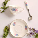 Floral pink & purple porcelain tea cup set – dining room coffeeware by Decorbites