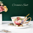 Floral pink & purple porcelain tea cup set – dining room coffeeware by Decorbites