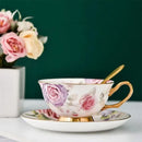 Floral pink & purple porcelain tea cup set – dining room coffeeware by Decorbites