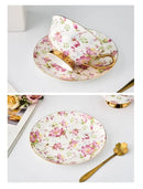 Floral pink & purple porcelain tea cup set – dining room coffeeware by Decorbites