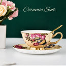 Floral pink & purple porcelain tea cup set – dining room coffeeware by Decorbites