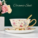 Floral pink & purple porcelain tea cup set – dining room coffeeware by Decorbites