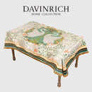GobekUsa Double Swan & Floral Print Velvet Tablecloth with Tassels