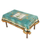 GobekUsa Double Swan & Floral Print Velvet Tablecloth with Tassels