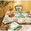 GobekUsa Double Swan & Floral Print Velvet Tablecloth with Tassels