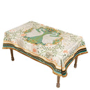 GobekUsa Double Swan & Floral Print Velvet Tablecloth with Tassels