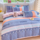 GobekUsa Cotton Printed Bedding Set: Thick & Cozy Single Bedclothes for Adults & Kids