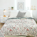 GobekUsa 100% Cotton Gauze Summer Blanket - Soft Floral Throws for Sofa and Bed