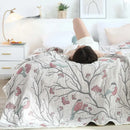 GobekUsa 100% Cotton Gauze Summer Blanket - Soft Floral Throws for Sofa and Bed