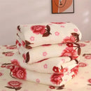 GobekUsa Coral Fleece Flannel Flower Printed Blanket for Single/Queen/King Beds