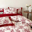 GobekUsa Cotton Wide Edge Bedding Sets with Embroidered Comforter Kit for Four Seasons