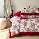 GobekUsa Cotton Wide Edge Bedding Sets with Embroidered Comforter Kit for Four Seasons