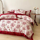 GobekUsa Cotton Wide Edge Bedding Sets with Embroidered Comforter Kit for Four Seasons