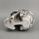 Floral silver carved skull figurine living room halloween decor by Decorbites