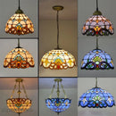 GobekUsa Baroque Tiffany Pendant Light Stained Glass Chandelier for Home Dining Room E27