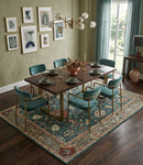 Wool Area Rug Hand Knotted Teal Camel and Brown Oushak Oriental Traditional Style