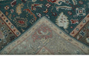 Wool Area Rug Hand Knotted Teal Camel and Brown Oushak Oriental Traditional Style