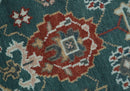 Wool Area Rug Hand Knotted Teal Camel and Brown Oushak Oriental Traditional Style