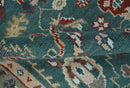 Wool Area Rug Hand Knotted Teal Camel and Brown Oushak Oriental Traditional Style