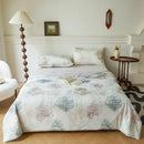 GobekUsa Knitted Cotton Print Summer Quilt, Silk Soft Blanket