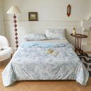 GobekUsa Knitted Cotton Print Summer Quilt, Silk Soft Blanket