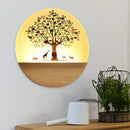GobekUsa Nordic LED Wall Light with Wood Tree and Animal/Flowering Tree Print Design, Acrylic Shade Included