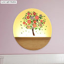 GobekUsa Nordic LED Wall Light with Wood Tree and Animal/Flowering Tree Print Design, Acrylic Shade Included