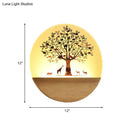 GobekUsa Nordic LED Wall Light with Wood Tree and Animal/Flowering Tree Print Design, Acrylic Shade Included