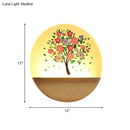 GobekUsa Nordic LED Wall Light with Wood Tree and Animal/Flowering Tree Print Design, Acrylic Shade Included