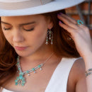 Floral Blue Turquoise and Sterling Silver Ring