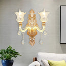 GobekUsa Floral Wall Sconce with Luminous Arm and Clear Crystal Glass - 2 Light Option
