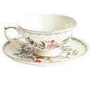 GobekUsa Bone China Tea Cup Set, Flowers Teacup & Snack Dish for Office Drinkware