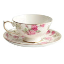 GobekUsa Bone China Tea Cup Set, Flowers Teacup & Snack Dish for Office Drinkware