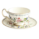 GobekUsa Bone China Tea Cup Set, Flowers Teacup & Snack Dish for Office Drinkware