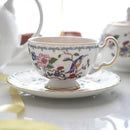 GobekUsa Bone China Tea Cup Set, Flowers Teacup & Snack Dish for Office Drinkware