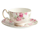 GobekUsa Bone China Tea Cup Set, Flowers Teacup & Snack Dish for Office Drinkware