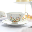 GobekUsa Bone China Tea Cup Set, Flowers Teacup & Snack Dish for Office Drinkware