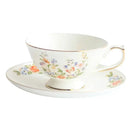 GobekUsa Bone China Tea Cup Set, Flowers Teacup & Snack Dish for Office Drinkware