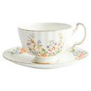 GobekUsa Bone China Tea Cup Set, Flowers Teacup & Snack Dish for Office Drinkware