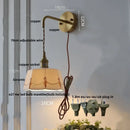 Floral white & brass led wall light bedroom ceramic sconce with switch by Decorbites