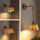 Floral white & brass led wall light bedroom ceramic sconce with switch by Decorbites