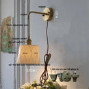 Floral white & brass led wall light bedroom ceramic sconce with switch by Decorbites
