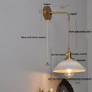 Floral white & brass led wall light bedroom ceramic sconce with switch by Decorbites